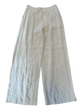 Simorra 100% Linen Beige Wide-Leg Trousers  S NWT Resortwear Vacation (Callout)